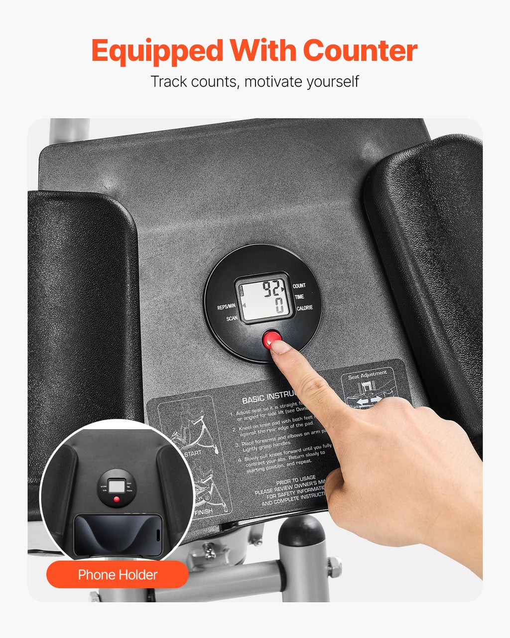 AB Workout Machine, Ab Workout Equipment At Home Gym, Core & Abdominal Trainers For Women, 440 Lbs Weight Capacity Strength Training Ab Cruncher, Foldable Adjustable Fitness Exerciser