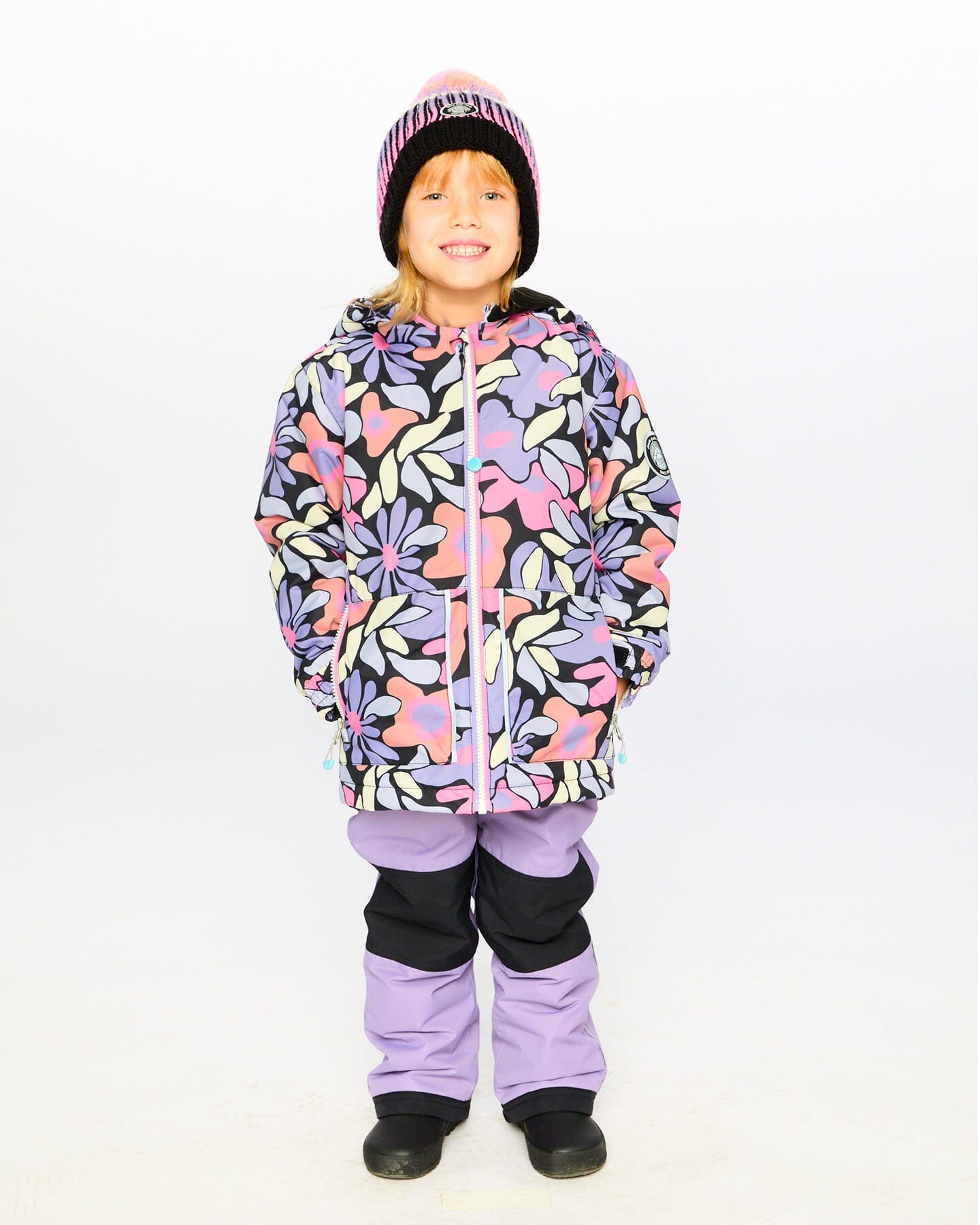 Two-Piece Chill Outerwear Set With Light Insulation Purple Gray