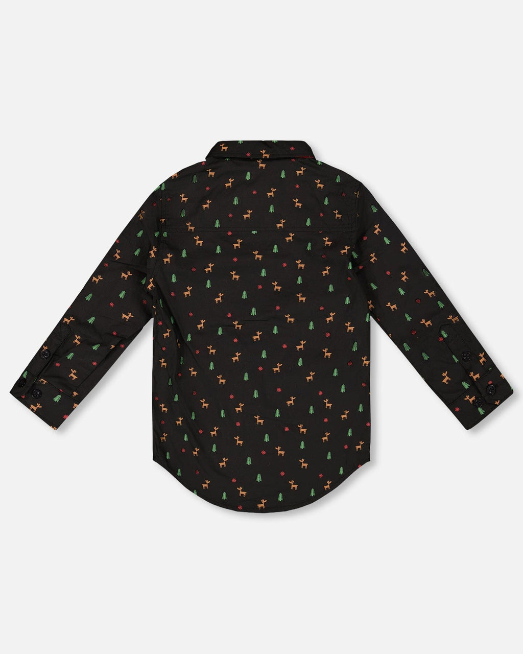Printed Poplin Shirt Black And Multicolor With Bow Tie