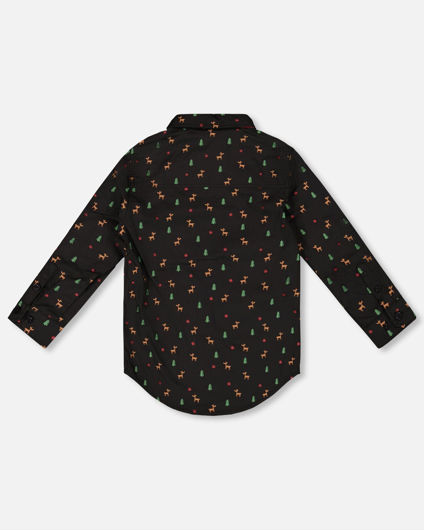 Printed Poplin Shirt Black And Multicolor With Bow Tie